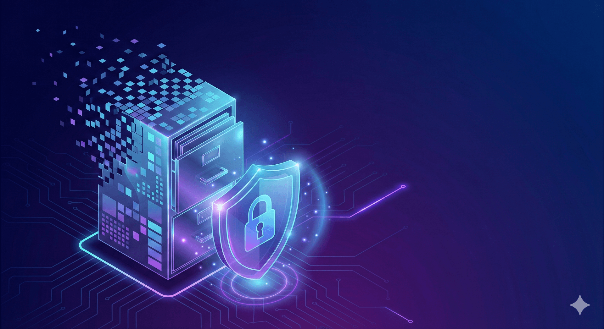 Digital records being deleted with protective security shield