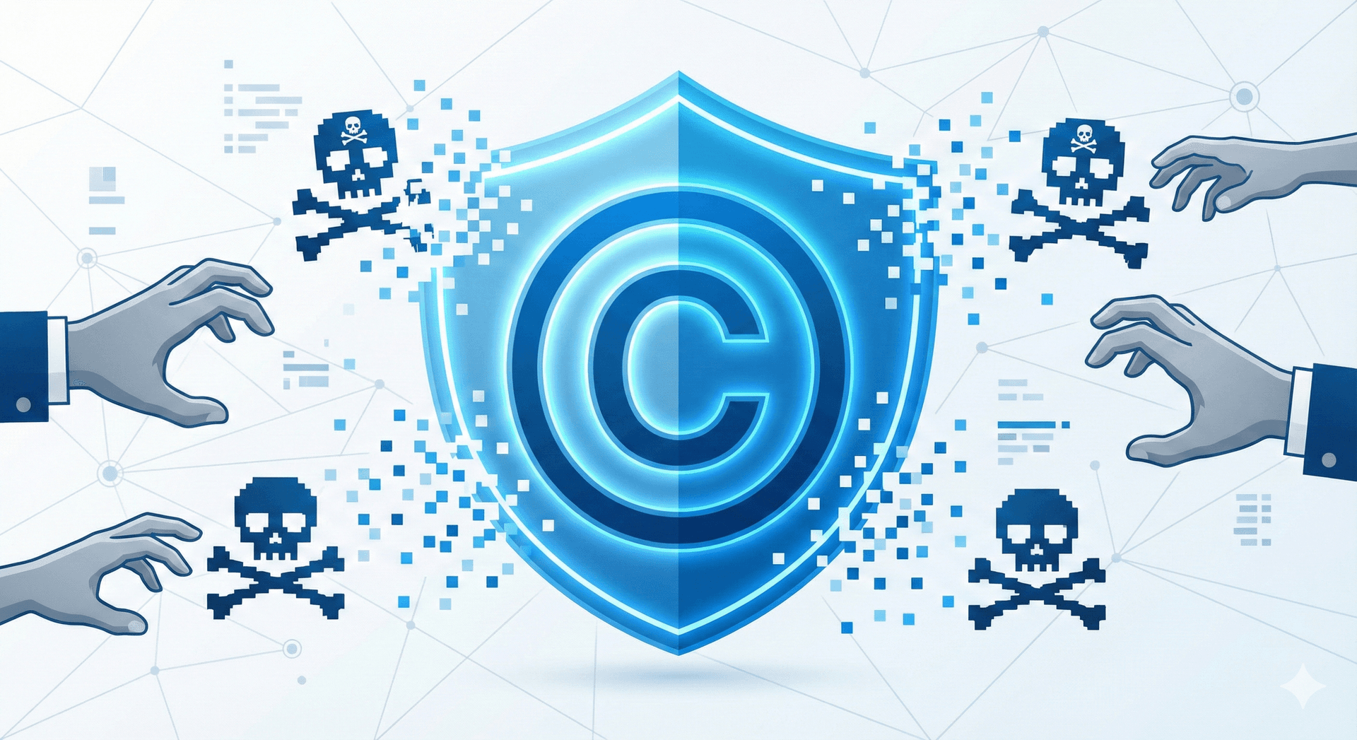 Copyright protection shield deflecting content theft attempts